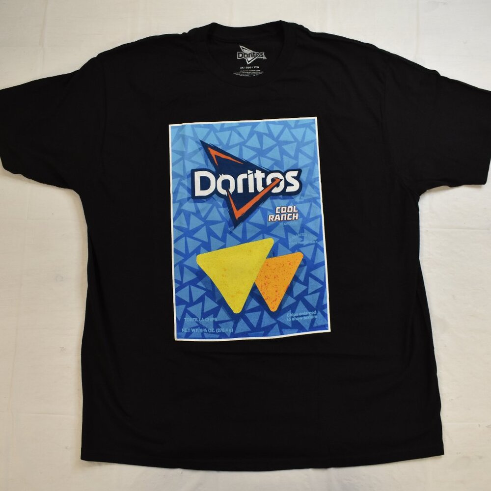 Doritos Mens Doritos Cool Ranch Bag Graphic Black Shirt New 2XL
